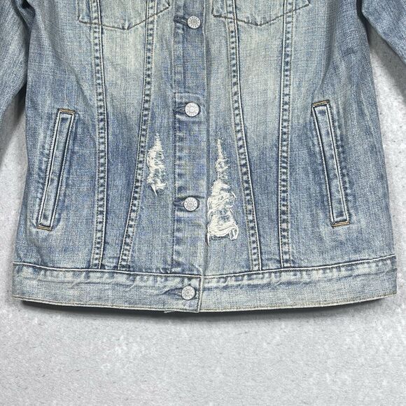 Rails Knox Distressed Denim Jacket Women’s Small Custom Embroidery Factory DYLAN - Picture 7 of 16